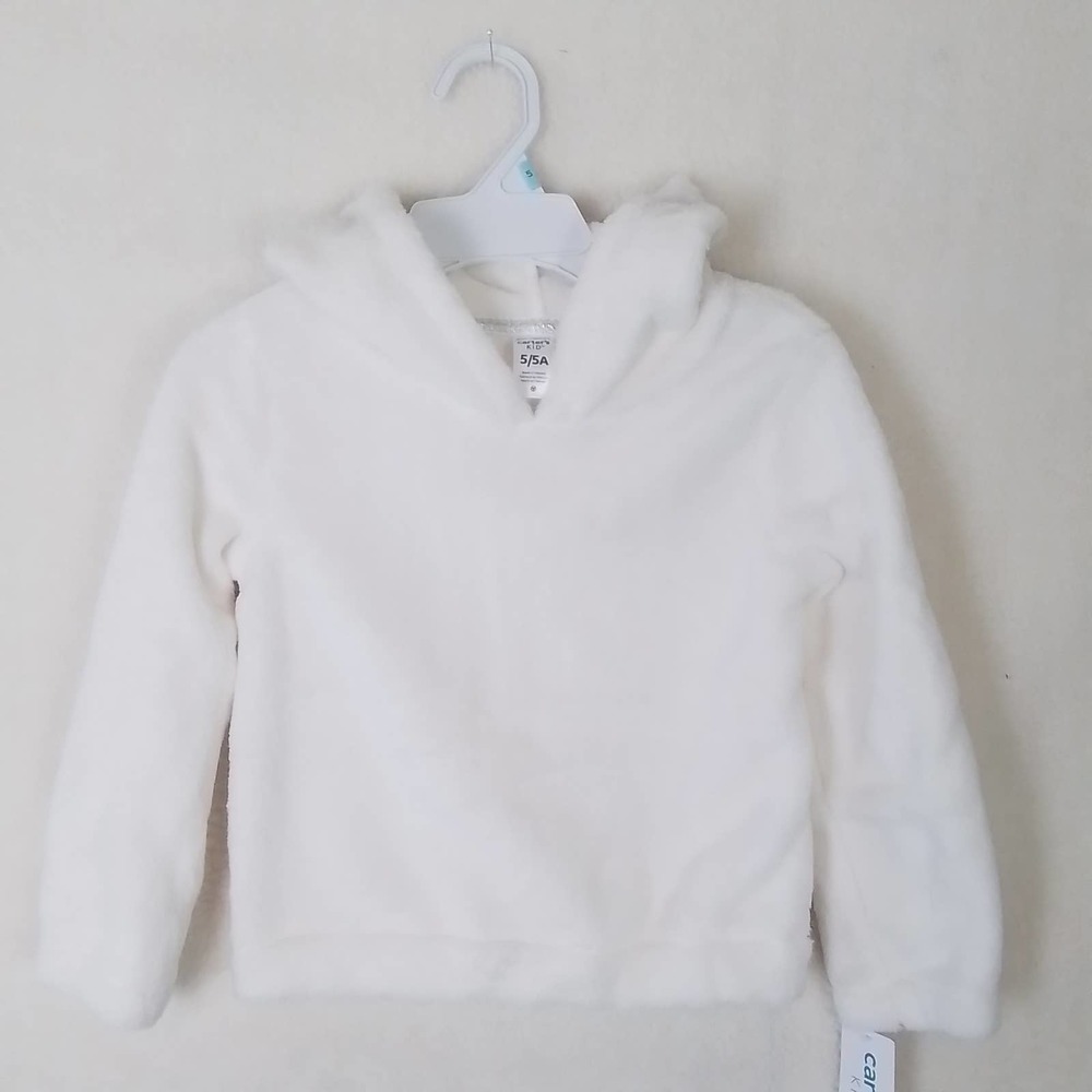Carter's Kids Plush‎ Fleece Pullover Hoodie Girl's size 5 in Ivory